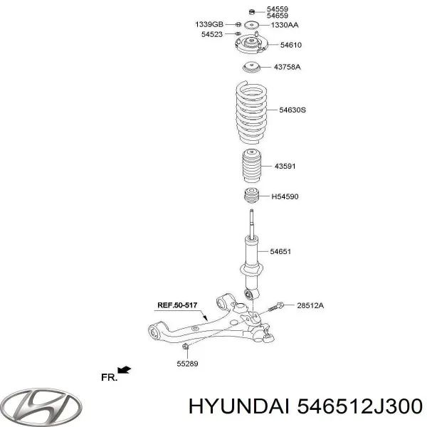 Amortyzator przedni lewy 546512J300 Hyundai/Kia