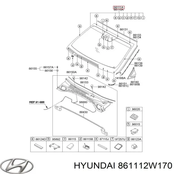 Szyba przednia 861112W170 Hyundai/Kia