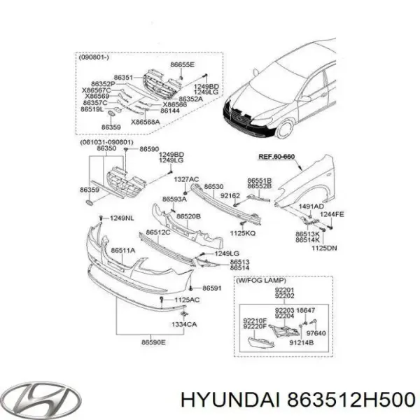 Atrapa chłodnicy 863512H500 Hyundai/Kia