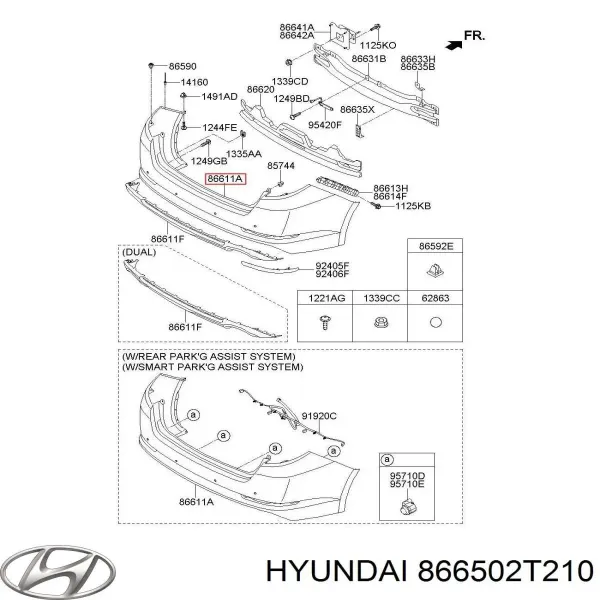 Zderzak tylny 866502T210 Hyundai/Kia