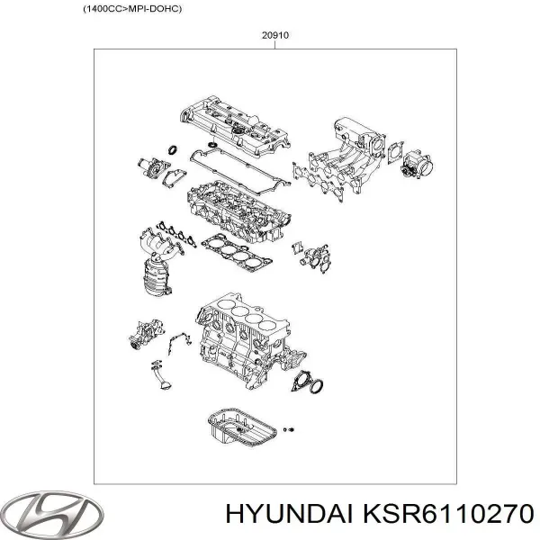 Zestaw uszczelek silnika pełny KSR6110270 Hyundai/Kia