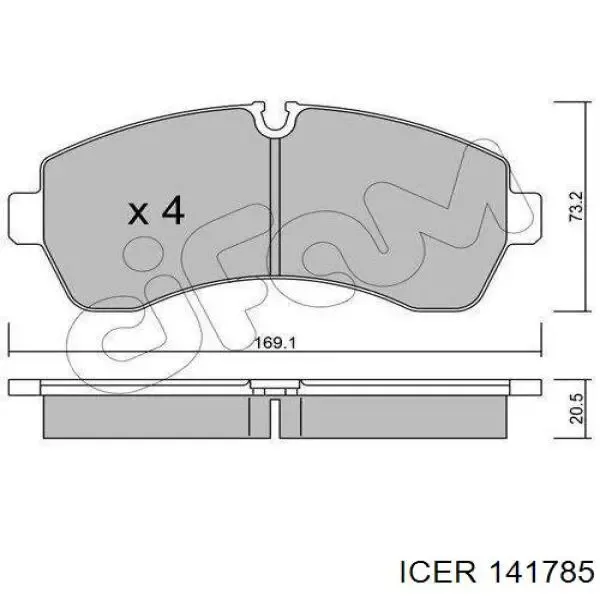 Klocki hamulcowe przednie tarczowe 141785 Icer