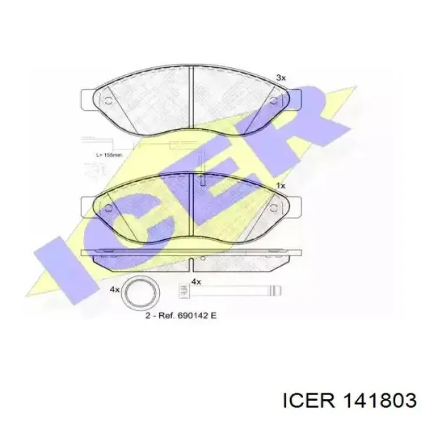 Klocki hamulcowe przednie tarczowe 141803 Icer