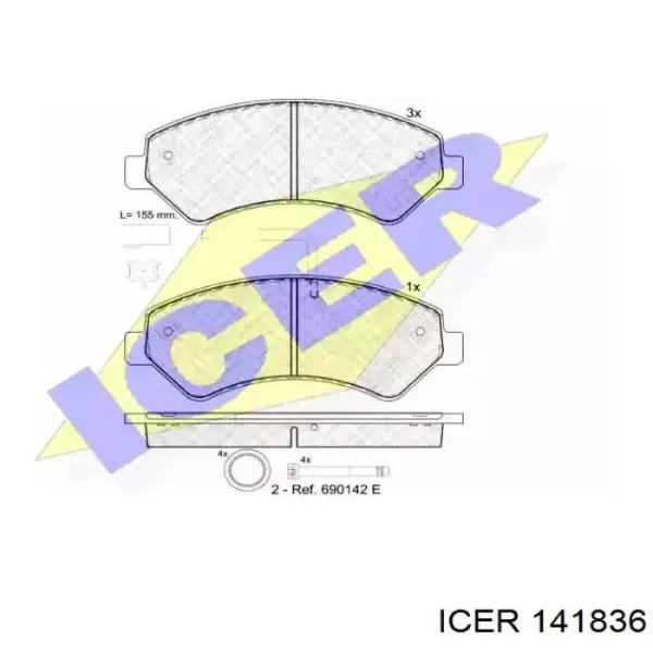 Klocki hamulcowe przednie tarczowe 141836 Icer