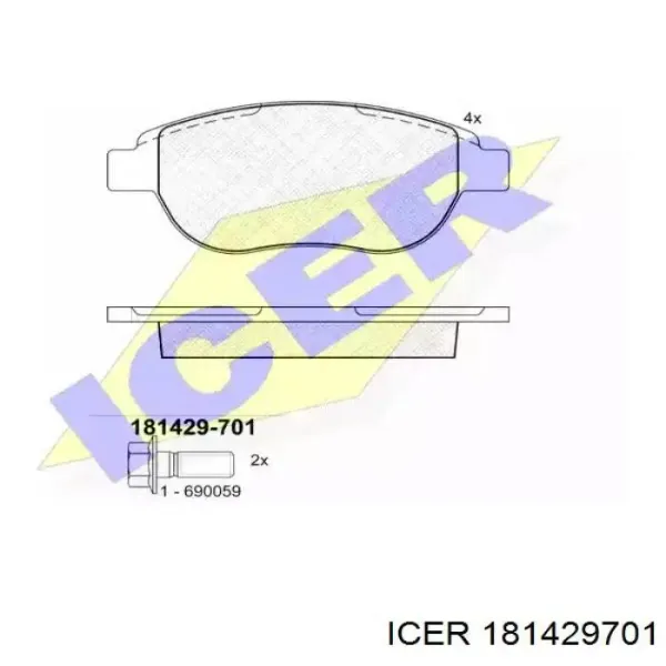 Klocki hamulcowe przednie tarczowe 181429701 Icer