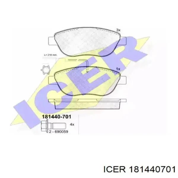 Klocki hamulcowe przednie tarczowe 181440701 Icer