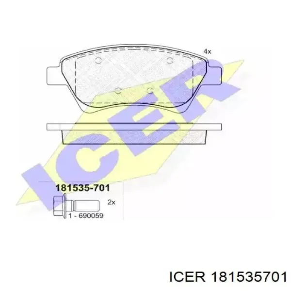 Klocki hamulcowe przednie tarczowe 181535701 Icer