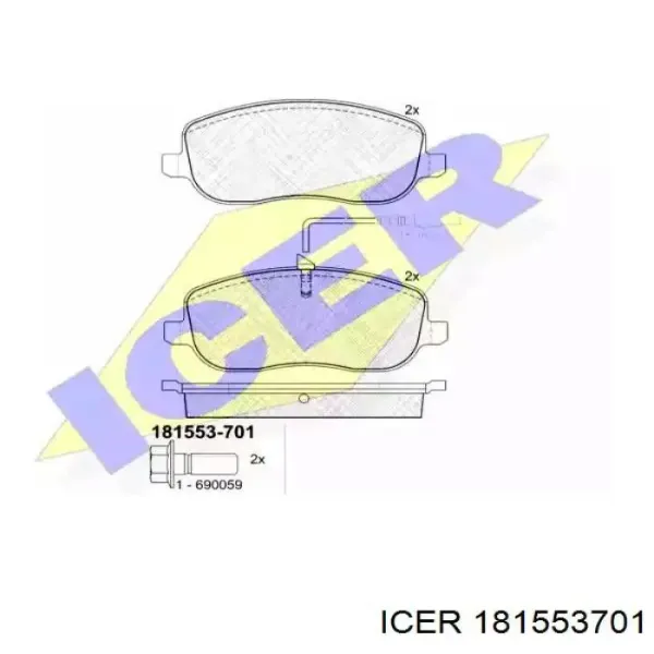 Klocki hamulcowe przednie tarczowe 181553701 Icer