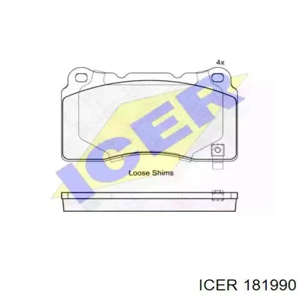 Klocki hamulcowe przednie tarczowe 181990 Icer