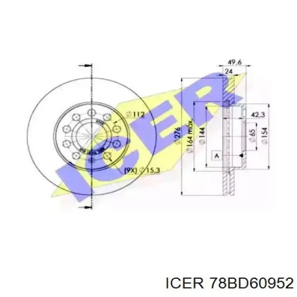 Tarcza hamulcowa przednia 78BD60952 Icer