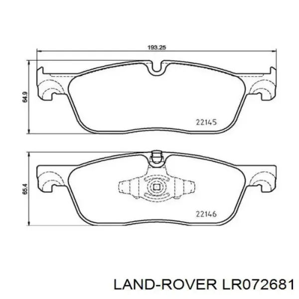 Klocki hamulcowe przednie tarczowe LR072681 Land Rover