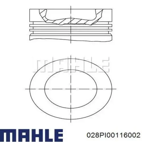 Tłok, komplet na 1 cylinder, 2. naprawa (+0,50) 028PI00116002 Mahle Original