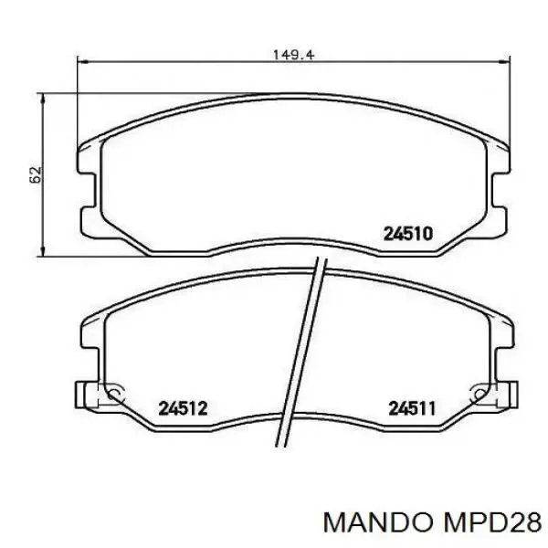 Klocki hamulcowe przednie tarczowe MPD28 Mando