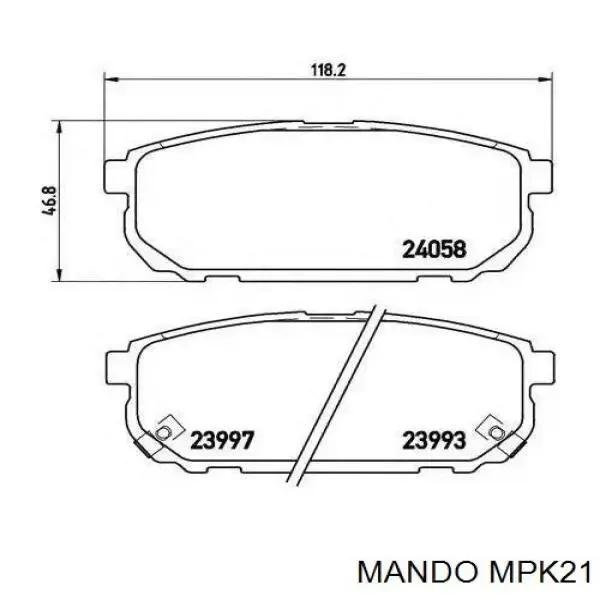 Okładziny (klocki) do hamulców tarczowych tylne MPK21 Mando