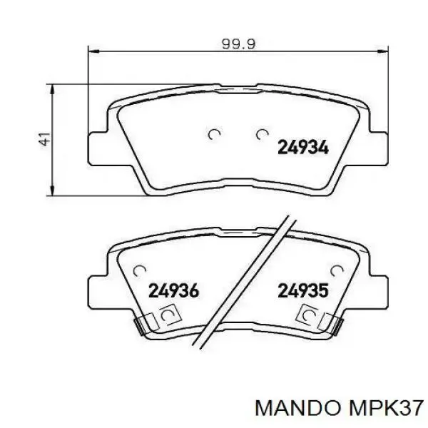 Okładziny (klocki) do hamulców tarczowych tylne MPK37 Mando