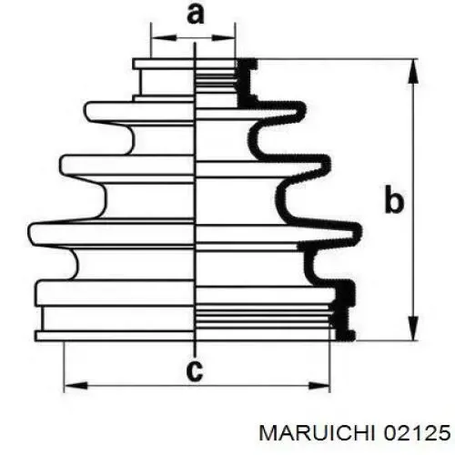 Osłona przegubu homokinetycznego półosi przedniej zewnętrzna 02125 Maruichi-156