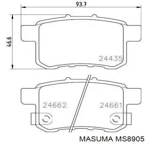 Okładziny (klocki) do hamulców tarczowych tylne MS8905 Masuma