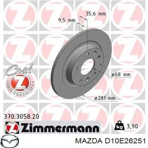 Tarcza hamulcowa tylna D10E26251 Mazda