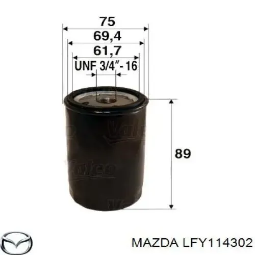 Filtr oleju LFY114302 Mazda