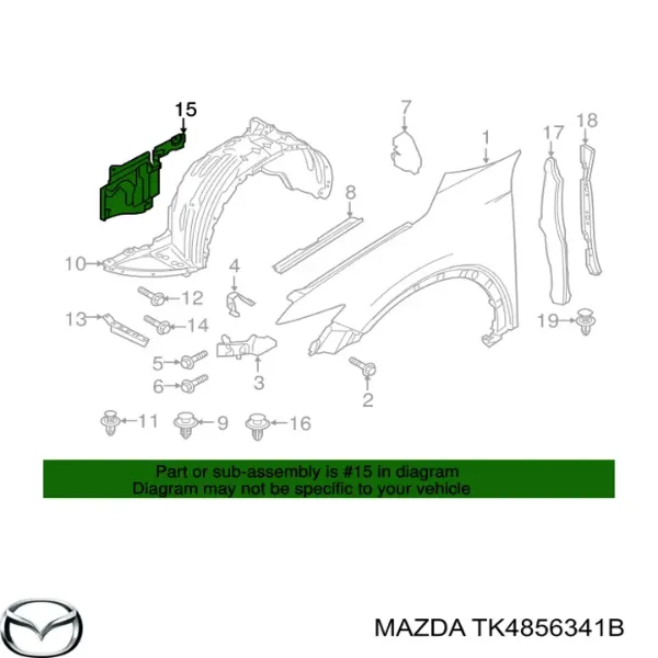 Osłona silnika prawa TK4856341B Mazda