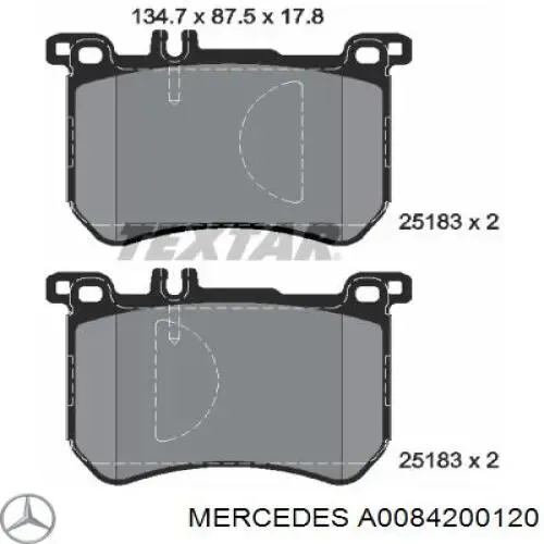Klocki hamulcowe przednie tarczowe A0084200120 Mercedes