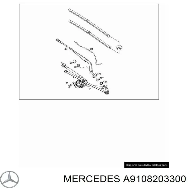 Ramię wycieraczki szyby przedniej A9108203300 Mercedes