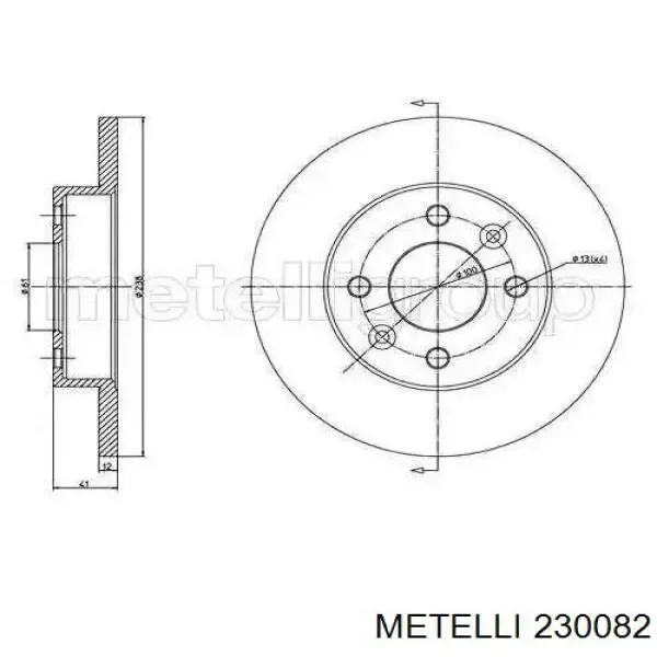 Tarcza hamulcowa przednia 230082 Metelli