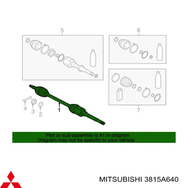 Półoś napędowa przednia prawa 3815A640 Mitsubishi
