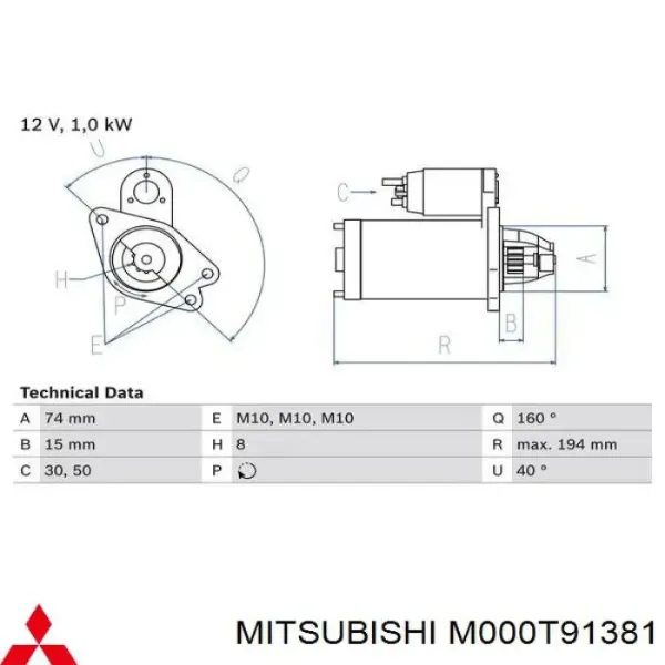 Rozrusznik M000T91381 Mitsubishi