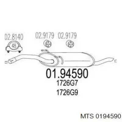 Tłumik, tylna część 0194590 MTS