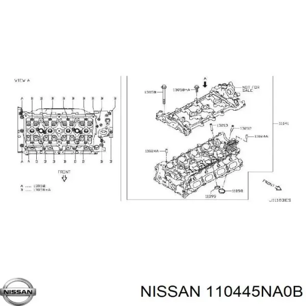 Uszczelka głowicy cylindrów 110445NA0B Nissan/Infiniti