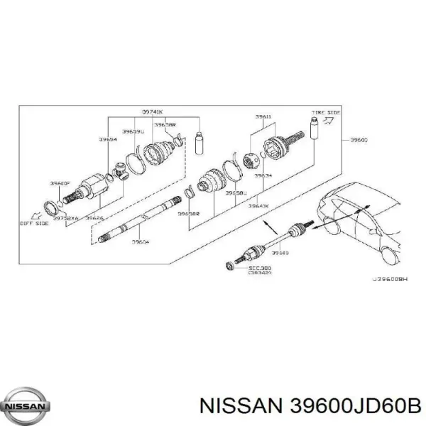 Półoś tylna Nissan Qashqai I J10