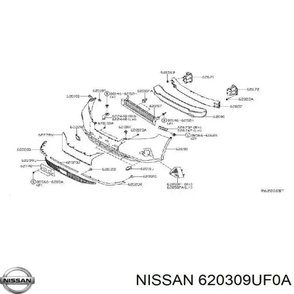 Wzmocnienie zderzaka przedniego 620309UF0A Nissan/Infiniti
