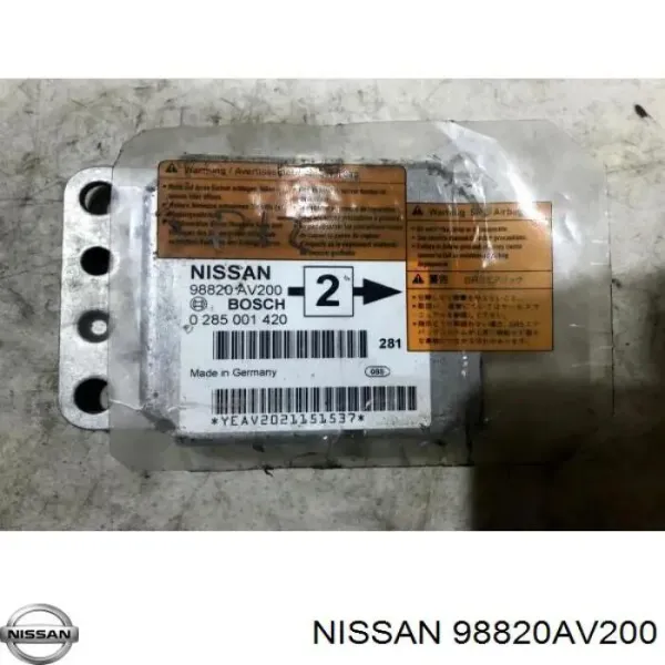 Sterownik poduszki bezpieczeństwa 98820AV200 Nissan/Infiniti