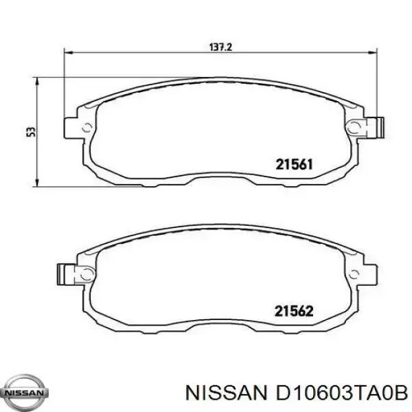 Klocki hamulcowe przednie tarczowe D10603TA0B Nissan/Infiniti