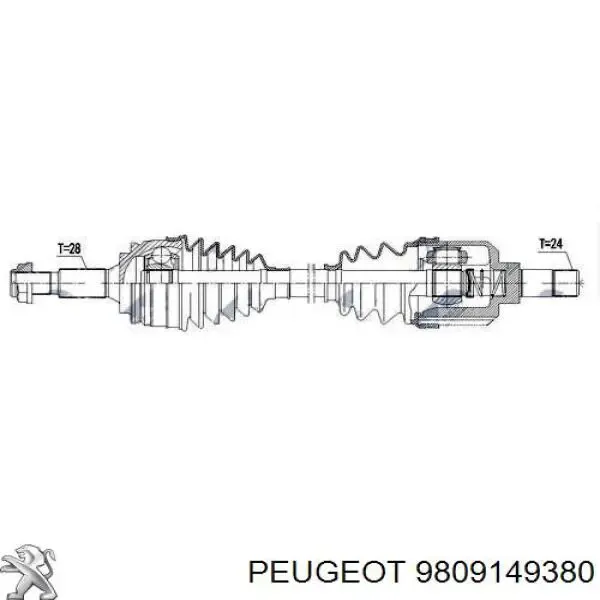 Półoś napędowa przednia lewa 9809149380 Peugeot/Citroen