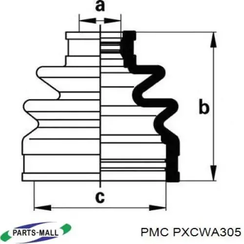 Osłona przegubu homokinetycznego półosi przedniej wewnętrzna PXCWA305 Parts-Mall
