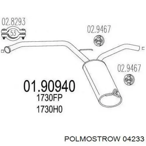 Tłumik, tylna część 04233 Polmostrow
