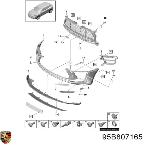 Wzmocnienie zderzaka przedniego 95B807165 Porsche