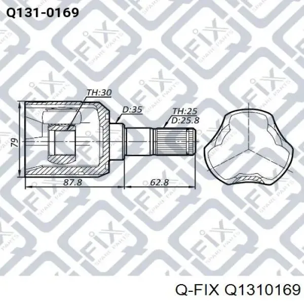 Przegub homokinetyczny przedni wewnętrzny Q1310169 Q-fix