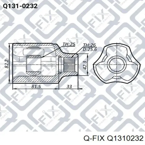 Przegub homokinetyczny wewnętrzny przedni prawy Q1310232 Q-fix