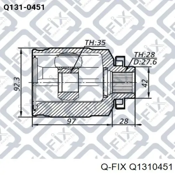 Przegub homokinetyczny wewnętrzny przedni prawy Q1310451 Q-fix