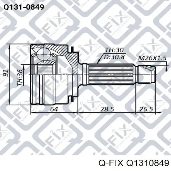 Przegub homokinetyczny przedni zewnętrzny Q1310849 Q-fix