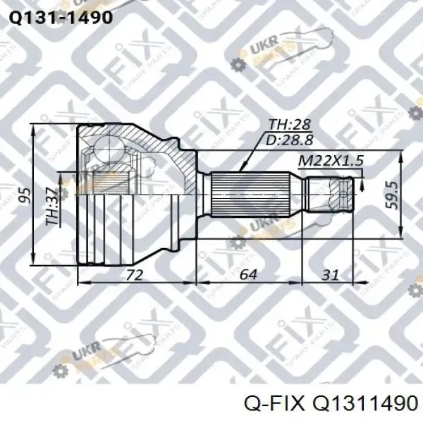 Przegub homokinetyczny przedni zewnętrzny Q1311490 Q-fix