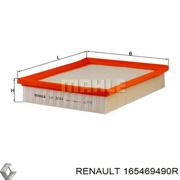 Filtr powietrza 165469490R Renault (RVI)