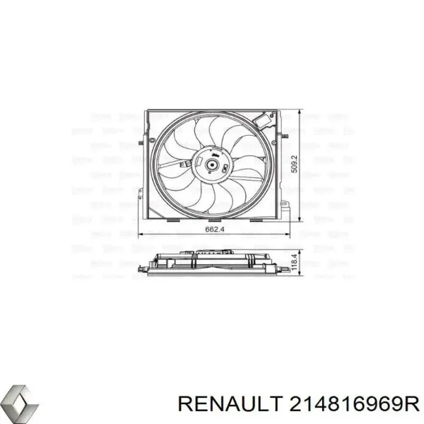Dyfuzor chłodnicy, w komplecie z silnikiem i wirnikiem 214816969R Renault (RVI)