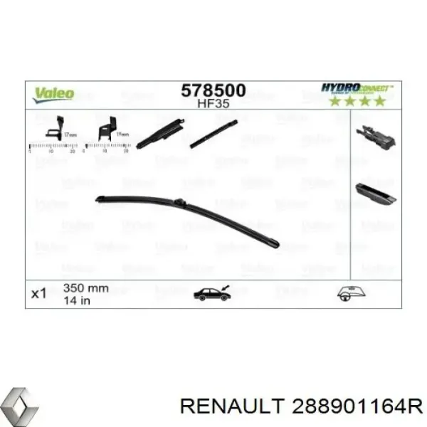 Pióro wycieraczki szyby przedniej, zestaw (2 szt.) 288901164R Renault (RVI)