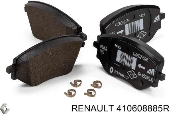 Klocki hamulcowe przednie tarczowe 410608885R Renault (RVI)