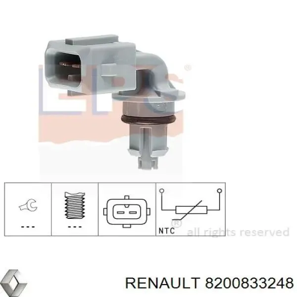 Czujnik temperatury powietrza wlotowego 8200833248 Renault (RVI)