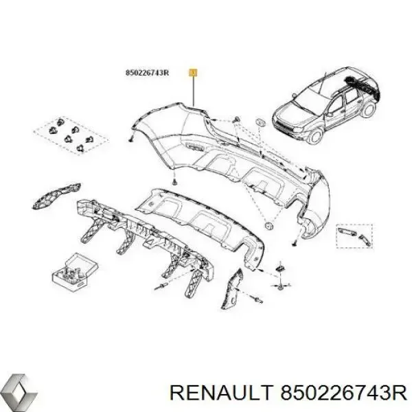 Zderzak tylny 850226743R Renault (RVI)